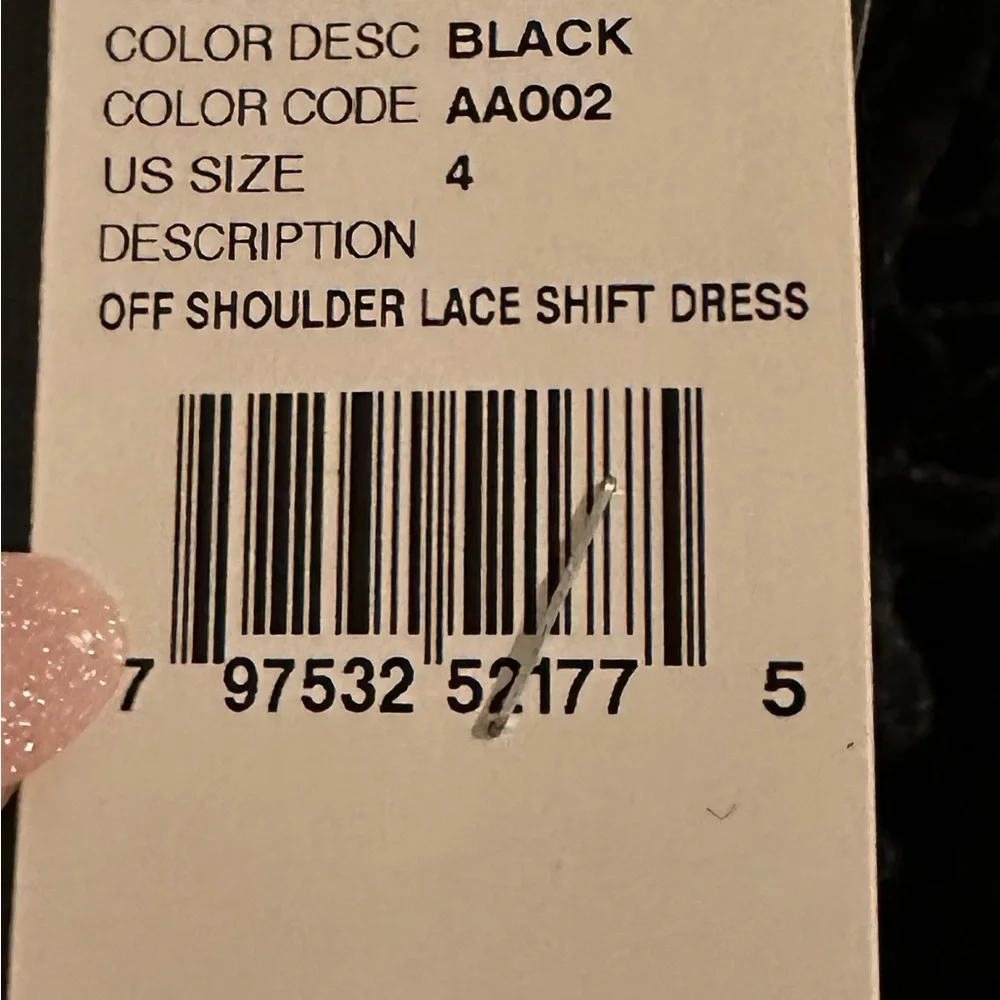 New with tags Adrianna Papell black lace shirt dress‎ off shoulders size 4 - Picture 5 of 8